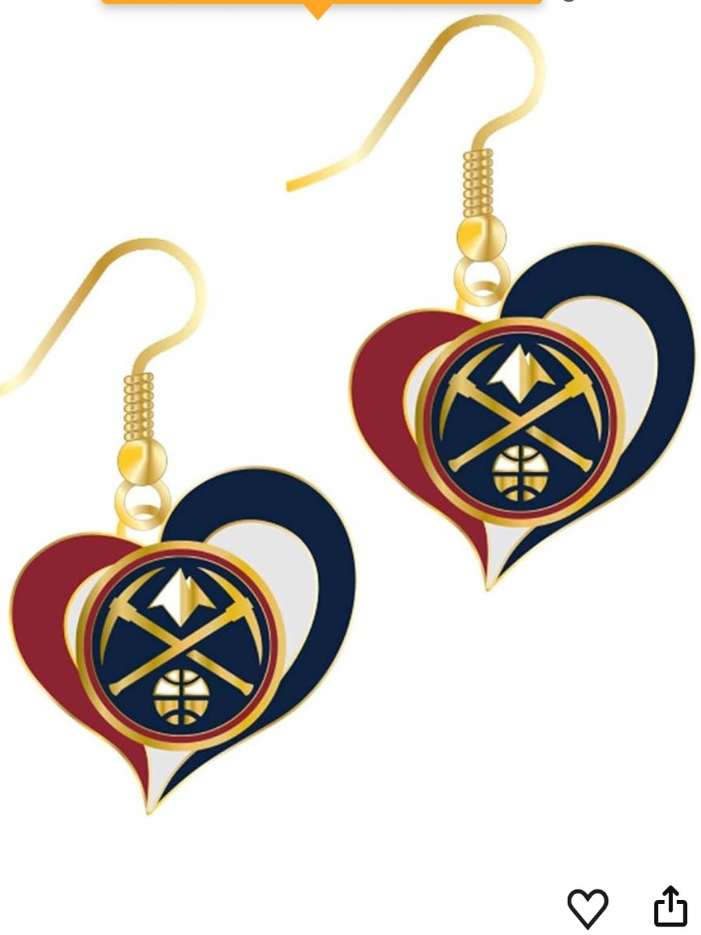 NBA Branded Denver Nuggets Brand New Hypoallergenic Dangle Earrings